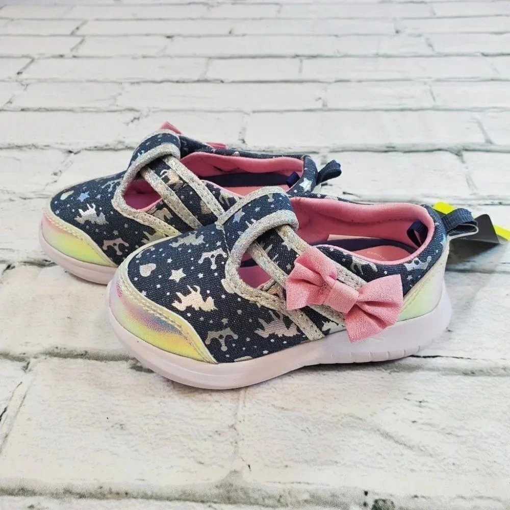 COPY - INFANT Blue and Silver Unicorn Baby Sneakers. Girls Baby Shoes.